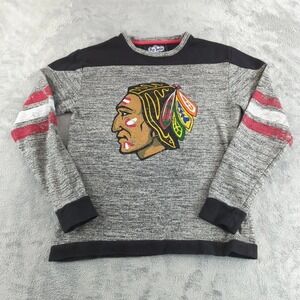 Chicago Blackhawks Sweatshirt Mens Small Gray Red NHL Hockey Pullover Red Jacket